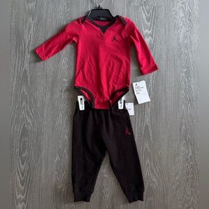 Red and Black Baby Jordan 2 piece set